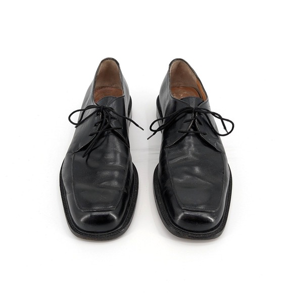 Salvatore Ferragamo Studio Mens Black Leather Square Toe Oxfords UI 6271 8.5 D - Picture 3 of 8